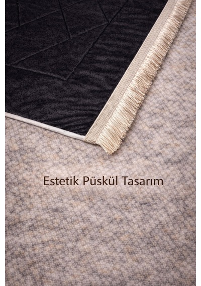 Ortopedik Diz Ağrıtmayan Kapitone Tasarım Hediyelik Çeyizlik Seccade 1cm Sünger 65 120 Ebat Siyah