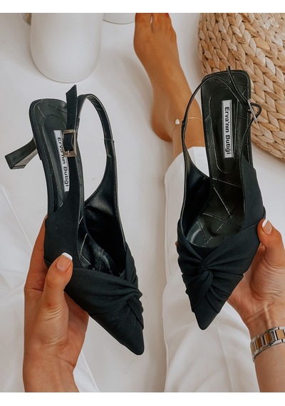Ervanın Butiği Siyah Saten Bow Fiyonk Detay Kadın Stiletto-3669