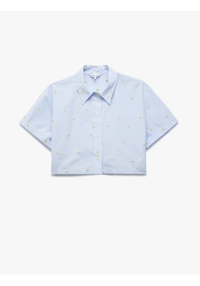 Koton Kısa Kollu Limon İşleme Detaylı Poplin Crop Gömlek Mavi Çizgili 5sak60359pw Mavi Çizgili Koton Kısa Kollu Limon İşleme Detaylı Poplin Crop Gömlek Mavi Çizgili 5sak60359pw Mavi Çizgili