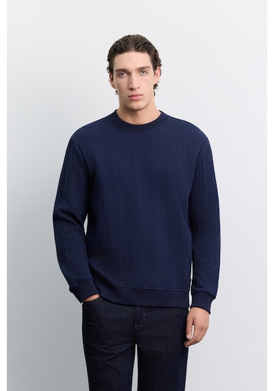 Avva Erkek Lacivert Bisiklet Yaka Kolay Ütülenen Jakarlı Regular Fit Sweatshirt A62y1250