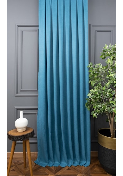 Evdepo Home Turkuaz Fon Perde Tek Kanat (539786313) Turkuaz