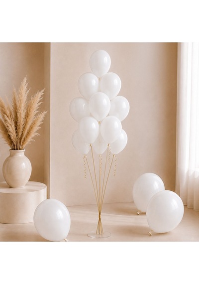 Beyaz Renk Lateks Pastel Balon 30 Cm - 12 Adet
