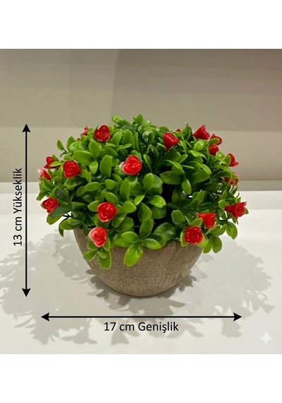 Saksılı Yapay Dağ Kekiği - Doğal Görünümlü Dekoratif Saksı Bitkisi - 18x13 Cm Yeşil