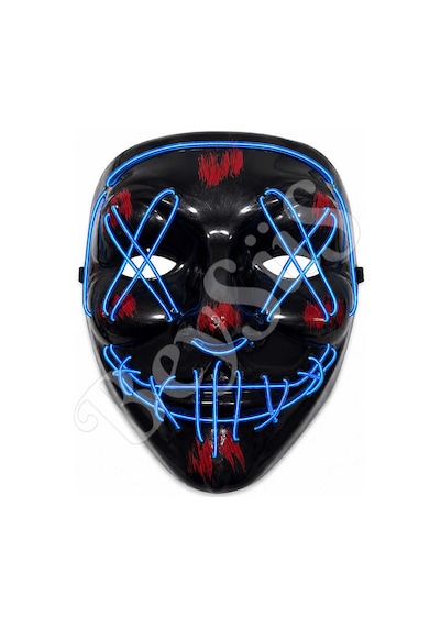Cadılar Bayramı Siyah Maske Neon Mavi Işıklı Tüm Yaşlar