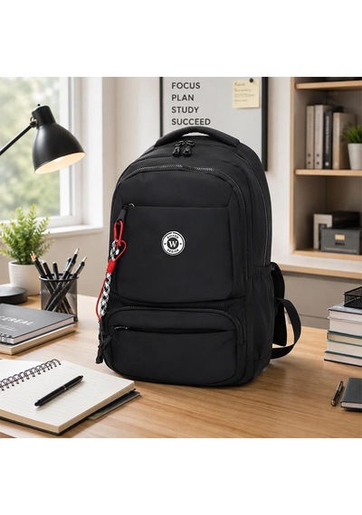 Unisex Çok Bölmeli Sırt Çantası Okul, Seyahat Ve Outdoor Kullanım Siyah