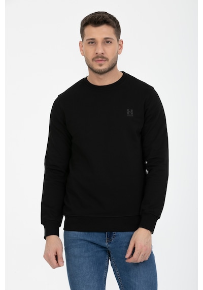 3 İplik Diagonel Uzun Kollu Sweatshırt Black Siyah
