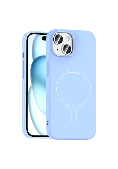 Maks Technology iPhone Uyumlu 15 Kılıf M-safe Şarj Özellikli Kamera Korumalı Mkst Elio Sert Pc Kapak - Açık Mavi