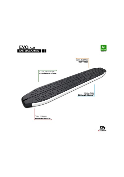 S-dizayn Mercedes X-class Evo Aluminyum Yan Basamak 203 Cm 2018-2020 A+ Kalite