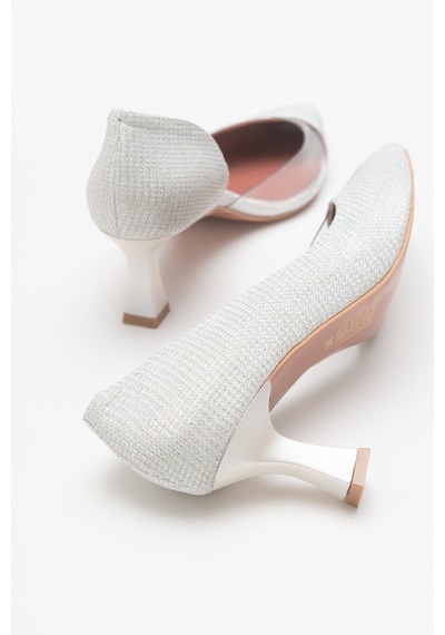 Luvishoes 353 Sedef Simli Topuklu Kadın Ayakkabı Sedef Simli