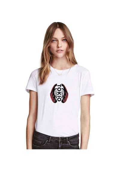 La Case De Papel Tokyo Tokio Baskılı Beyaz Kadın Tshirt (534310226)