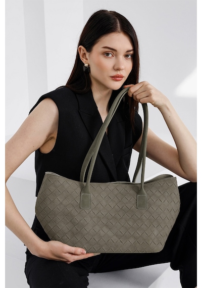 Shule Bags Veneta Süet Shopper Omuz Çantası Vizon Vizon
