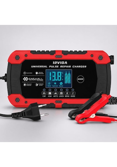 Enshall 12v 10a Akıllı Hızlı Akü Şarj Cihazı - Lifepo4, Jel, Agm Ve Kurşun Asit Akü Şarjör Ve Onarım Cihazı
