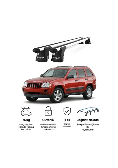 Trio-ı Jeep Grand Cherokee 2002-2010 Uyumlu Kilitli Ara Atkı 135cm Port Bagaj Tavan Barı