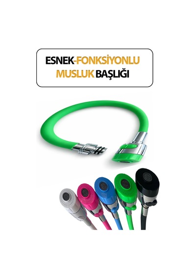 Oynar Başlıklı Spiral Esnek 2 Fonksiyonlu Lavabo & Mutfak Musluk Ucu Yeşil Renkli Musluk Başlığı