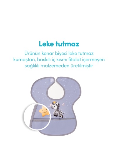Sevi Bebe Cırtlı Muşamba Önlük Zebra Art 22-183 Lila