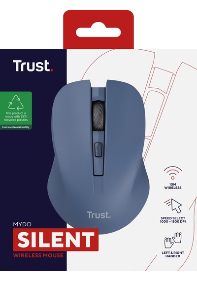 Trust Mydo Sessiz Kablosuz Mouse-mavi