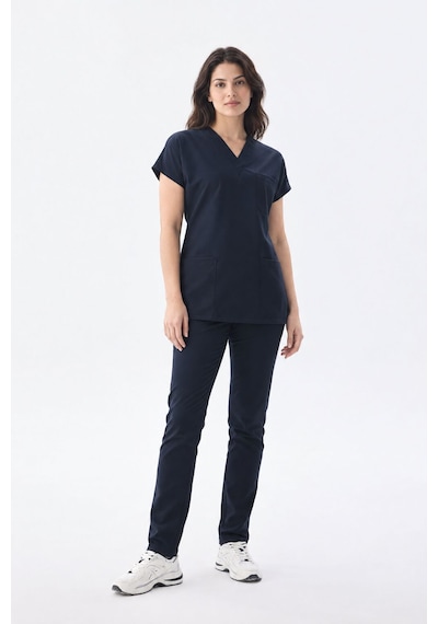 Classic - Lacivert Likralı Üniforma Takım Scrubs 122 Lacivert