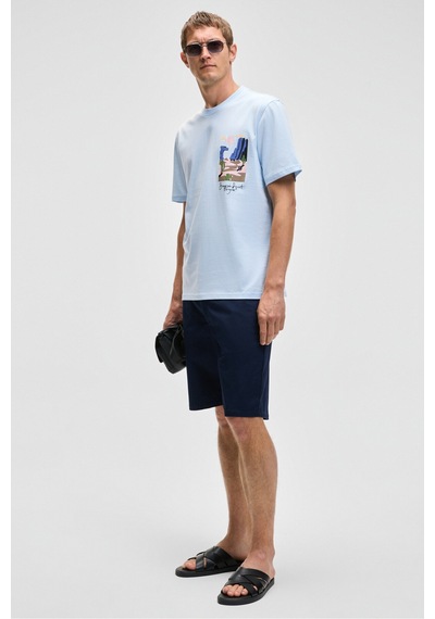 Grımelange SONORA Erkek Baskı Detaylı %100 Organik Pamuk Regular Fit Kısa Kollu Mavi T-Shirt Grımelange SONORA Erkek Baskı Detaylı %100 Organik Pamuk Regular Fit Kısa Kollu Mavi T-Shirt