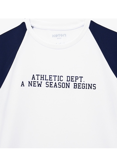 Koton Rahat Kalıp Bisiklet Yaka Renk Kontrastlı Kısa Reglan Kol Baskılı Spor Tişört Beyaz 6sak10255nk Koton Rahat Kalıp Bisiklet Yaka Renk Kontrastlı Kısa Reglan Kol Baskılı Spor Tişört Beyaz 6sak10255nk