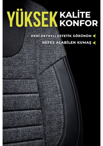 Lifos Hafif Ticari Serisi Koton Kumaş Oto Koltuk Kılıfı Tam Set Berlıngo-caddy-connect-courıer-doblo-dokker-partner Füme