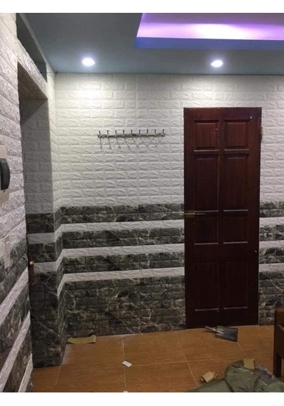 Kendinden Yapışkanlı Esnek Alaca Gri Tuğla Duvar Paneli 3D Kağıdı