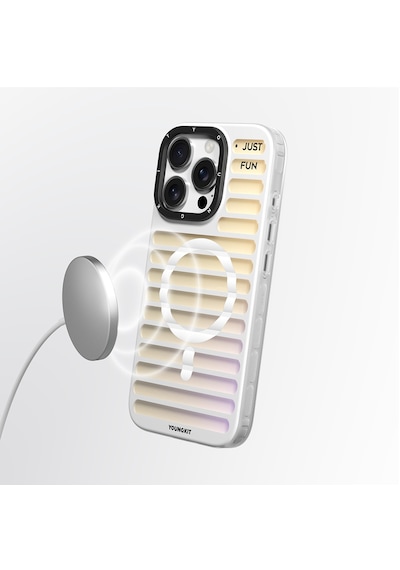 Apple Uyumlu iPhone 16 Pro Max Kılıf Magsafe Şarj Özellikli Youngkit Geek Serisi Kapak Beyaz