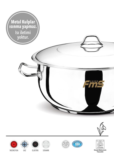 Fms 2009 Çelik Basık Tencere 40x15cm 15lt Gümüş