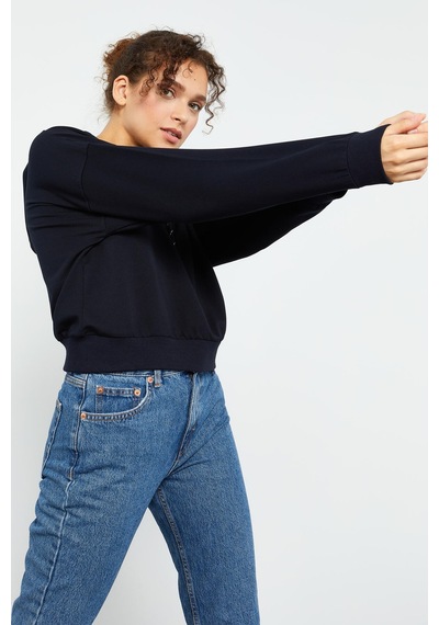 Tommy Life Lacivert Uzun Kol Rahat Form Kapüşonlu Kadın Sweatshirt - 97115 Lacivert