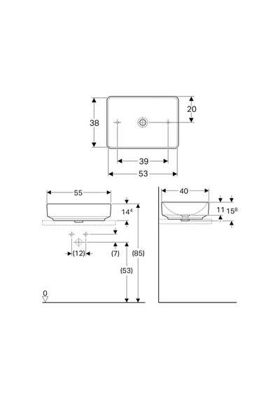 Geberit Variform Çanak Lavabo Dikdörtgen 55 CM 500.779.01.2