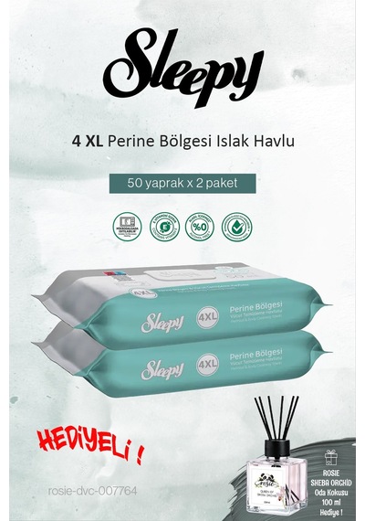 Sleepy Perine Bölgesi Vücut Havlusu 50'li 2 Adet Ve Rosıe Tekli