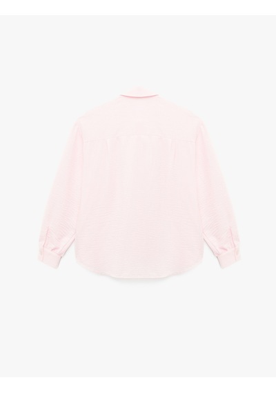 Koton Uzun Kollu Klasik Yaka Düğmeli Oversize Gömlek Pembe 6sal60067ıw Gül