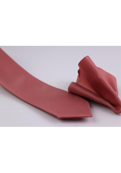 Demfashion Özel Desenli Kravat Mendil Seti - Kırmızı (538523489) Kırmızı