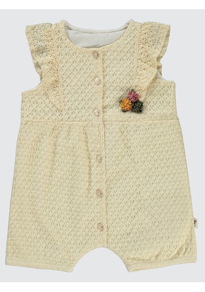 Civil Baby Kız Bebek Patiksiz Tulum 6-18 Ay Ekru Ekru