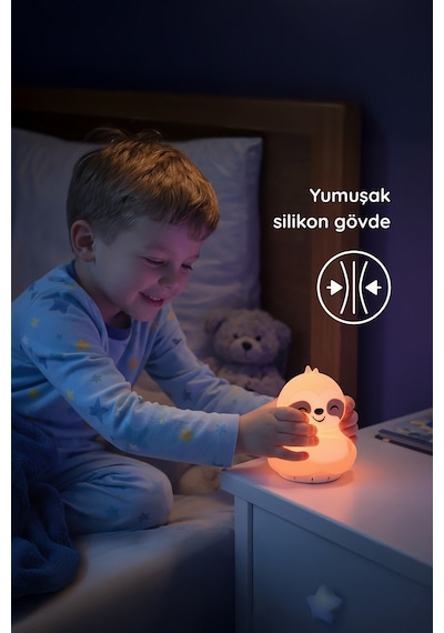 Lunora Beyaz Gürültü Makinesi Bebek Uyku Cihazı 7 Ses 9 Renk Gece Lambası Ekru Ekru