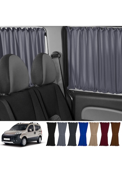 Pandami Fiat Fiorino 2007+ Uyumlu Gri Raylı Oto Perde Takımı