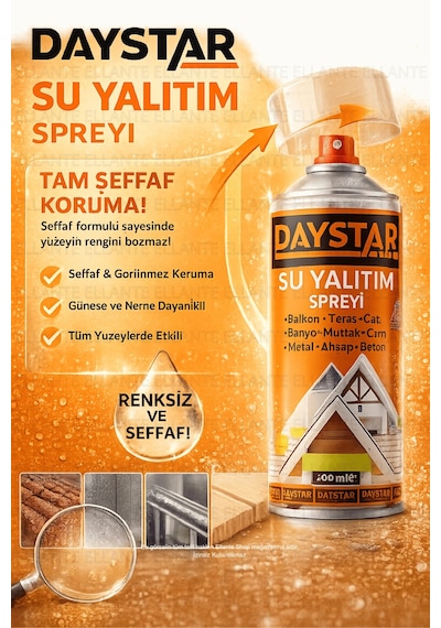 Şeffaf Su Geçirmez Sprey 400 Ml Metal, Ahşap, Beton Uyumlu Su İzolasyon Spreyi