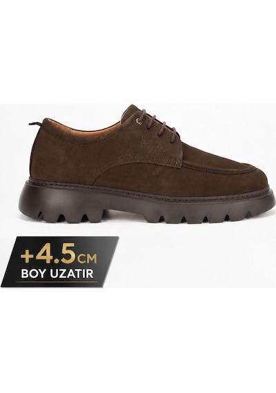 Fame Step Hakiki Deri Erkek Günlük Casual Ayakkabı +4.5 Cm Boy Uzatan Kalın Taban Ortopedik Comfort Kahverengı Kahverengi