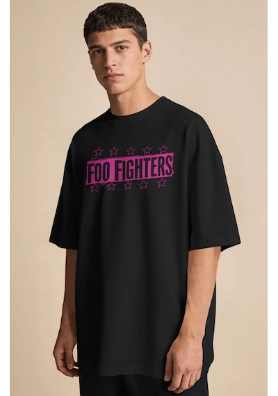Sevbano Foo Fighters Rock Metal Müzik Grubu Baskılı Unisex Oversize Premi Siyah