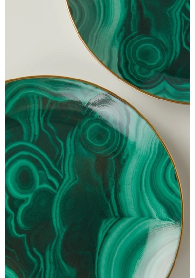 L'objet L Objet Malachite 4 Lü Porselen Canape Tabağı Yeşil