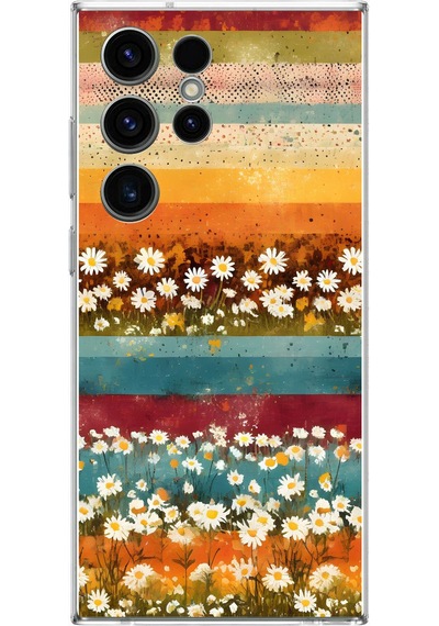 Samsung Galaxy S23 Ultra Uyumlu Çiçek Katmanları Baskılı Silikon Kılıf Renkli