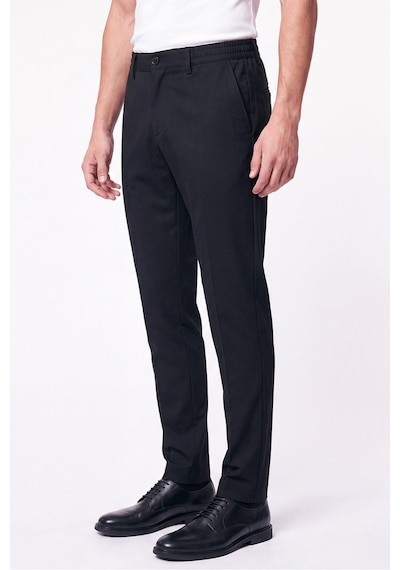Comfort Fit Beli Lastikli Esnek Pamuk Siyah Jogger Pantolon P 1222