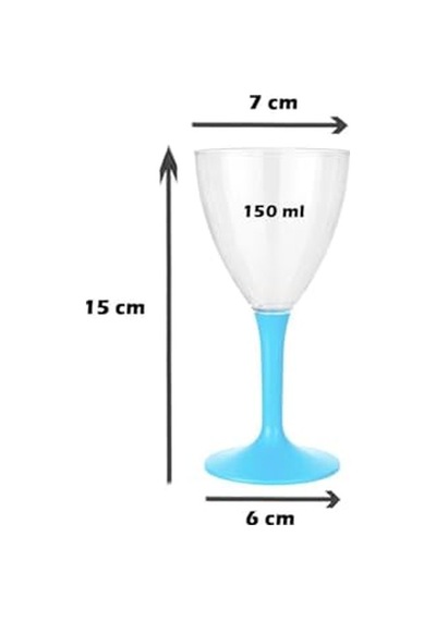 Mika Plastik Kadeh Lüks Turkuaz Ayaklı Şarap Bardağı 150 Ml 10'lu Ahşap