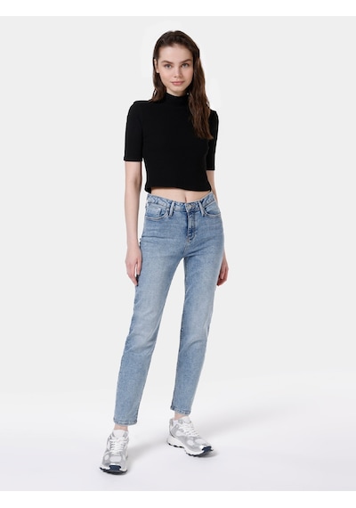 Colins 703 Cl1064309 Carla Dar Kesim Normal Bel Düz Paça Kadın Pantolon Mavi