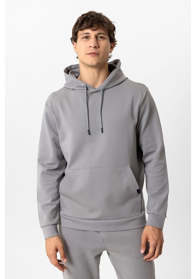 Backandbond Gri Regular Fit Pamuklu Kapüşonlu Kanguru Sweatshirt