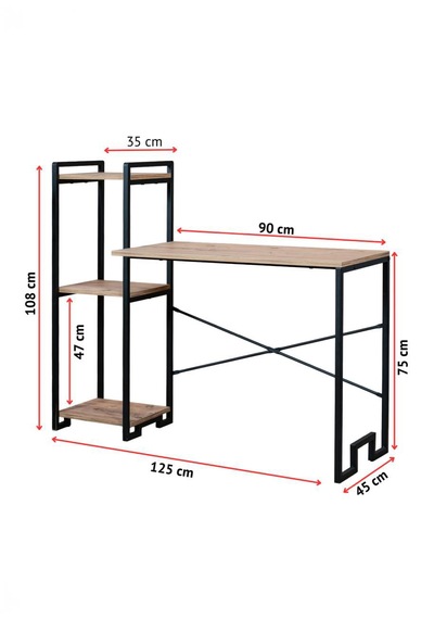 Raflı Çalışma Masası Kitaplıklı Bilgisayar Masası Metal Ayaklı Home Office Ofis Masası Siyah - Siyah Raflı Çalışma Masası Kitaplıklı Bilgisayar Masası Metal Ayaklı Home Office Ofis Masası Siyah - Siyah