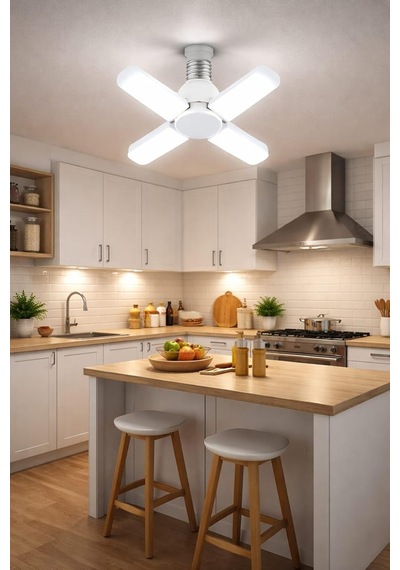 Tr 4 Kollu Katlanabilir Led Tavan Ampulü E27 Duy Uyumlu Yüksek Parlaklık Enerji Tasarruflu Modern Tavan Aydınlatma A Genel