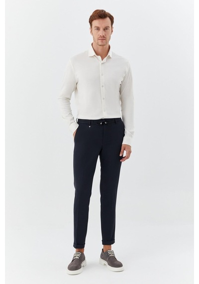 Sabri Özel Erkek Latte Dar Kesim Slim Fit %100 Pamuk Düz Dokuma Klasik Yaka Gömlek Kahverengi