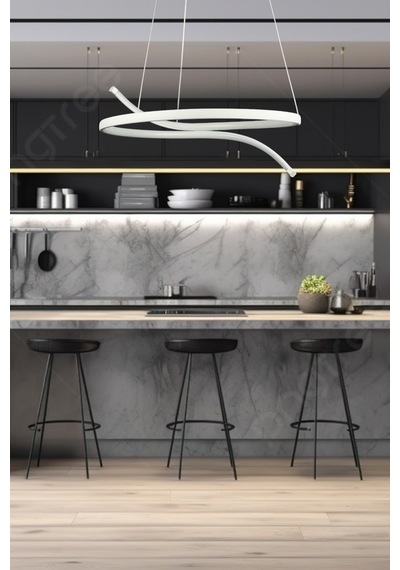 Snake Beyaz Renk Beyaz Ledli - Cafe - Mutfak - Salon Led Avize Beyaz