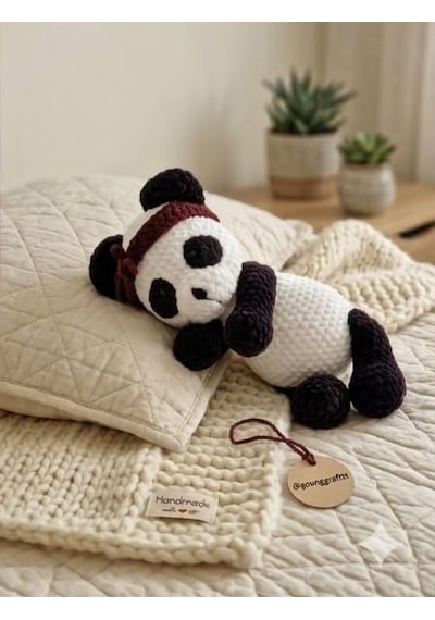 El Örgüsü Peluş Panda Beyaz - Siyah