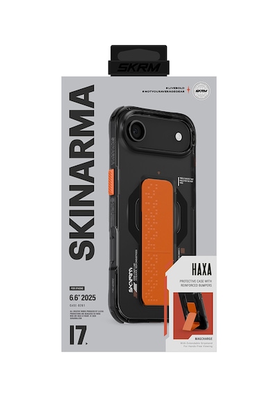 Apple Uyumlu iPhone 17 Air Kılıf M-safe Şarj Özellikli Airbag Tasarımlı Standlı Skinarma Haxa Kapak Füme Füme